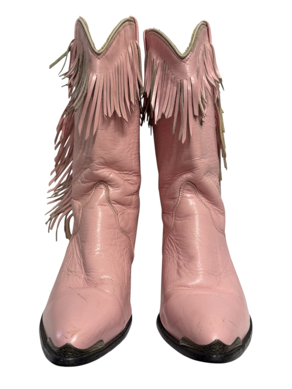 VTG Pink Fringe Cowboy Boots Sz 8.5 - Picture 3 of 7
